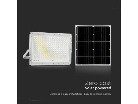 SKU 7848 VT-240W-W V-TAC Faro LED Solare 30W con Telecomando e Batteria Sostituibile Cavo 3m Bianco 4000K IP65