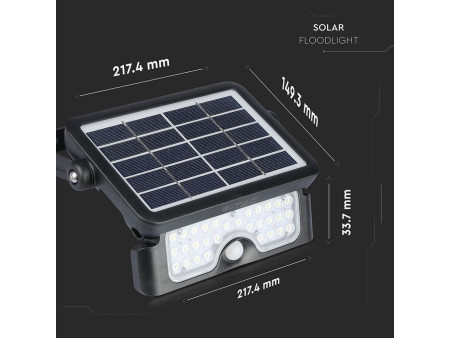 SKU 8547 VT-777-5 V-TAC Applique LED Solare da Esterno 5W Sensore e Basi Inclinabili 4000K IP65