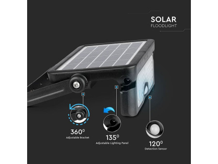 SKU 8547 VT-777-5 V-TAC Applique LED Solare da Esterno 5W Sensore e Basi Inclinabili 4000K IP65