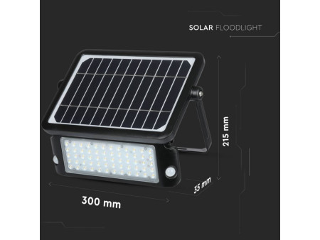 SKU 8550 VT-787-10 V-TAC Faro LED Solare 10W con Sensore PIR e Crepuscolare 4000K