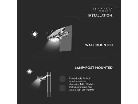 SKU 8550 VT-787-10 V-TAC Faro LED Solare 10W con Sensore PIR e Crepuscolare 4000K