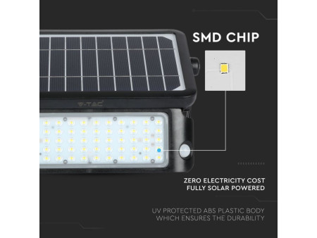 SKU 8550 VT-787-10 V-TAC Faro LED Solare 10W con Sensore PIR e Crepuscolare 4000K