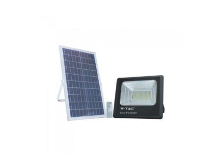 SKU 94012 VT-100W V-TAC Faro LED con Pannello Solare 35W Telecomando LFP Timer Cavo 5m Nero 6400K