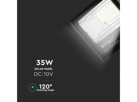 SKU 94012 VT-100W V-TAC Faro LED con Pannello Solare 35W Telecomando LFP Timer Cavo 5m Nero 6400K