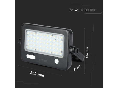 SKU 8674 VT-788-10 V-TAC Faro LED Solare 10W con Sensore PIR Nero 4000K