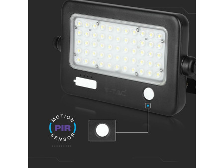 SKU 8674 VT-788-10 V-TAC Faro LED Solare 10W con Sensore PIR Nero 4000K