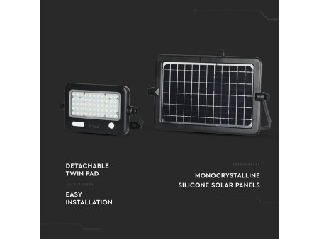 SKU 8674 VT-788-10 V-TAC Faro LED Solare 10W con Sensore PIR Nero 4000K