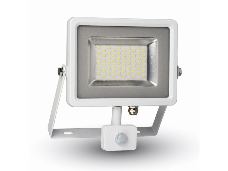 SKU 5752 VT-4830PIR V-TAC Faro LED SMD 30W con Sensore PIR Bianco 6000K IP44