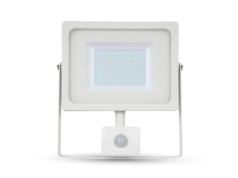 SKU 5841 VT-4955 V-TAC Faro LED SMD 50W con Sensore PIR Bianco 4000K IP44