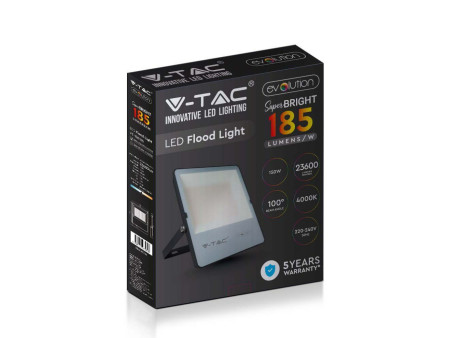 SKU 20456 VT-150185  V-TAC PRO Faro LED SMD Chip Samsung 150W 185LM/W Nero 6500K IP65