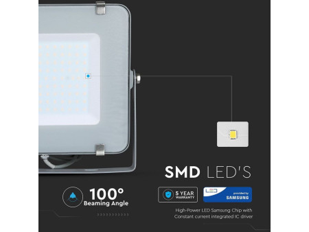 SKU 481 VT-150-G V-TAC PRO Faro LED SMD Chip Samsung 150W Grigio 3000K IP65