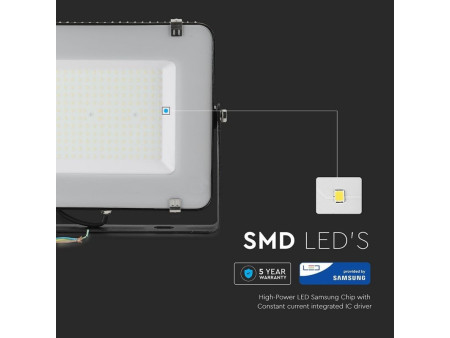 SKU 772 VT-156-B V-TAC PRO Faro LED SMD Chip Samsung 150W 120LM/W Nero 4000K IP65