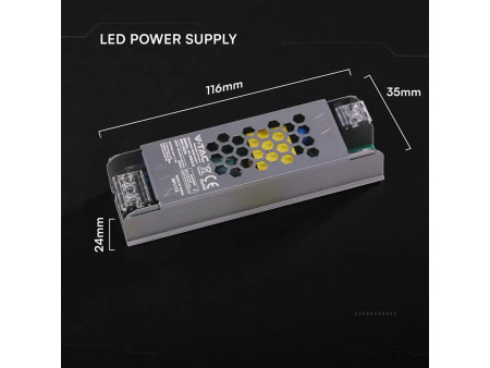 SKU 24235 VT-24035-S V-TAC Alimentatore LED Slim in Metallo 36W 24V 1.5A con 1 Uscita 116x35x24mm IP20