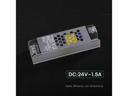 SKU 24235 VT-24035-S V-TAC Alimentatore LED Slim in Metallo 36W 24V 1.5A con 1 Uscita 116x35x24mm IP20