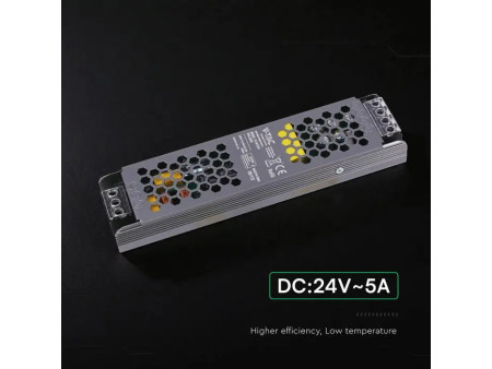 SKU 24238 VT-24122-S V-TAC Alimentatore LED Slim in Metallo 120W 24V 5A con 1 Uscita 200x50x24mm IP20