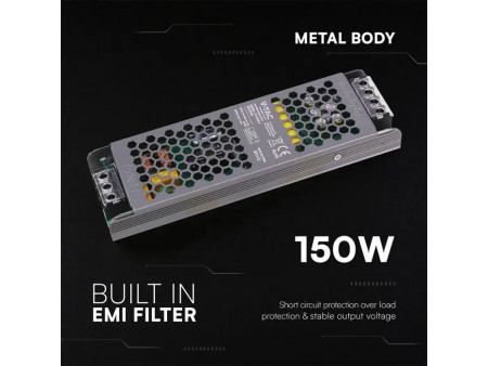 SKU 24239 VT-24152-S V-TAC Alimentatore LED Slim in Metallo 150W 24V 6.25A con 1 Uscita209x63x25mm IP20