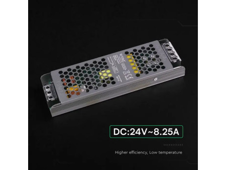 SKU 24240 VT-24202-S V-TAC Alimentatore LED Slim in Metallo 200W 24V 8.25A con 1 Uscita 209x63x25mm IP20