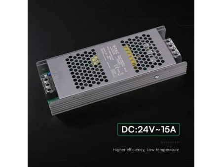 SKU 24242 VT-24361-S V-TAC Alimentatore LED Slim in Metallo 360W 24V 15A con 1 Uscita 208x82x32mm IP20