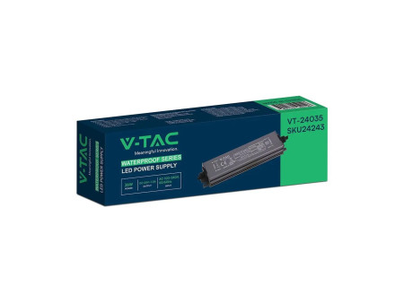 SKU 24243 VT-24035 V-TAC Alimentatore LED in Metallo 36W 24V 1.5A con 1 Uscita 140x35x21mm IP67
