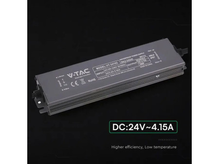 SKU 24245 VT-24102 V-TAC Alimentatore LED in Metallo 100W 24V 4.15A con 1 Uscita 219x50x25mm IP67