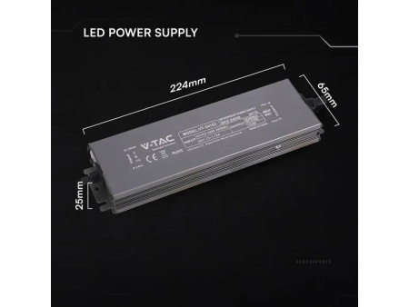 SKU 24246 VT-24152 V-TAC Alimentatore LED in Metallo 150W 24V 6.25A con 1 Uscita 224x65x25mm IP67