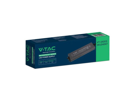 SKU 24247 VT-24202 V-TAC Alimentatore LED in Metallo 200W 24V 8.25A con 1 Uscita 244x65x25mm IP67