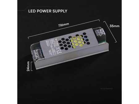 SKU 24254 VT-13036-S V-TAC Alimentatore LED Slim in Metallo 36W 12V 3A con 1 Uscita 116x35x24mm IP20