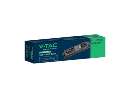 SKU 24256 VT-13075-S V-TAC Alimentatore LED Slim in Metallo 75W 12V 6.25A con 1 Uscita 200x50x24mm IP20