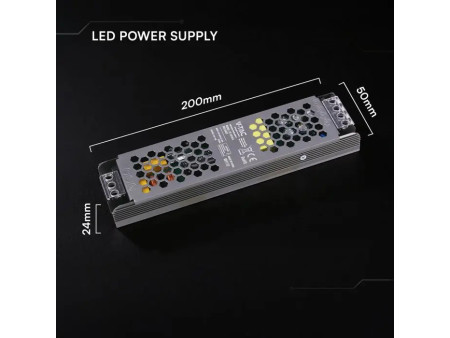 SKU 24257 VT-13120-S V-TAC Alimentatore LED Slim in Metallo 120W 12V 10A con 1 Uscita 200x50x24mm IP20