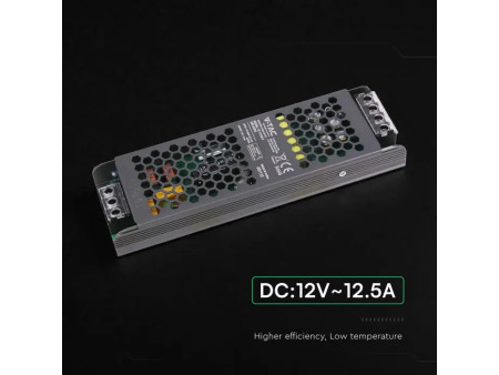 SKU 24258 VT-13150-S V-TAC Alimentatore LED Slim in Metallo 150W 12V 12.5A con 1 Uscita 209x63x25mm IP20