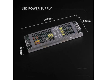 SKU 24259 VT-13200-S V-TAC Alimentatore LED Slim in Metallo 200W 12V 16.5A con 1 Uscita209x63x25mm IP20