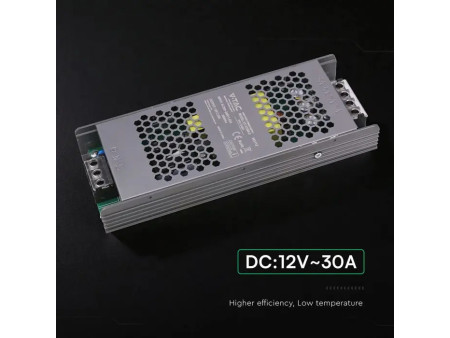 SKU 24261 VT-13360-S V-TAC Alimentatore LED Slim in Metallo 360W 12V 30A con 1 Uscita 208x82x32mm IP20