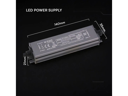 SKU 24262 VT-13036 V-TAC Alimentatore LED in Metallo 36W 12V 3A con 1 Uscita 140x35x21mm IP67