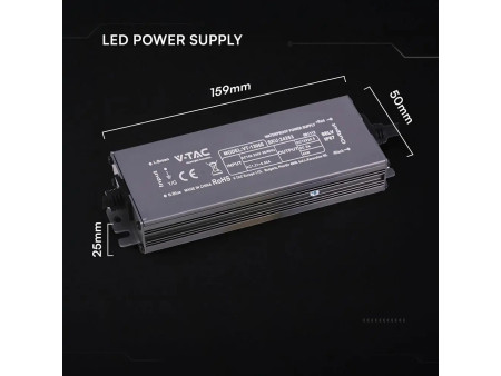 SKU 24263 V-TAC Alimentatore LED in Metallo 60W 12V 5A con 1 Uscita 159x50x25mm IP67