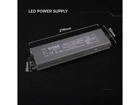 SKU 24264 VT-13100 V-TAC Alimentatore LED in Metallo 100W 12V 8.3A con 1 Uscita 219x50x25mm IP67