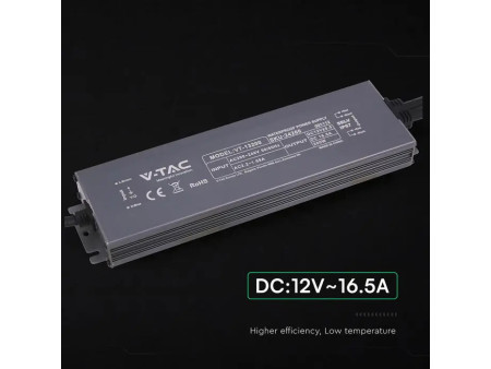 SKU 24266 VT-13200 V-TAC Alimentatore LED in Metallo 200W 12V 16.5A con 1 Uscita 244x65x25mm IP67