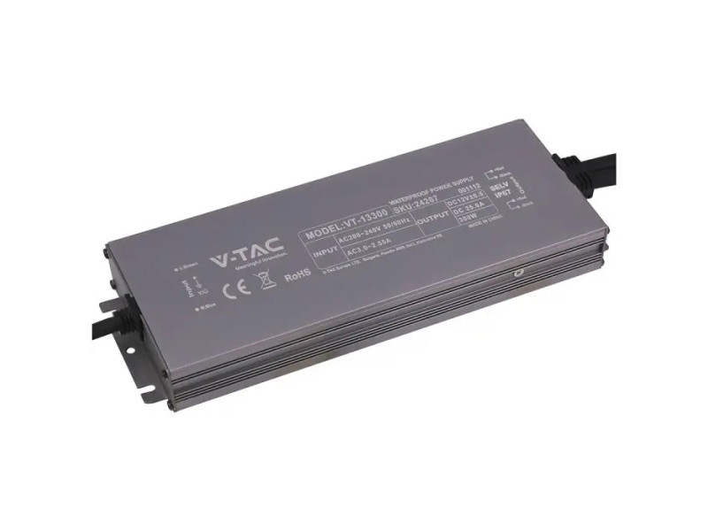 SKU 24267 VT-13300 V-TAC Alimentatore LED in Metallo 300W 12V 25A con 1 Uscita 244x80x29mm IP67