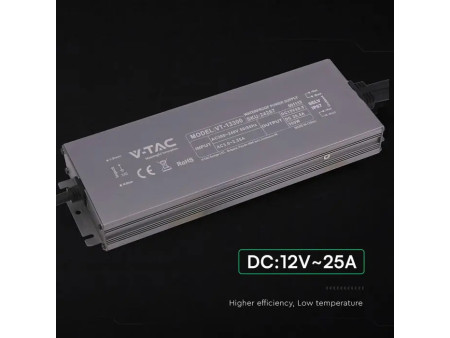 SKU 24267 VT-13300 V-TAC Alimentatore LED in Metallo 300W 12V 25A con 1 Uscita 244x80x29mm IP67