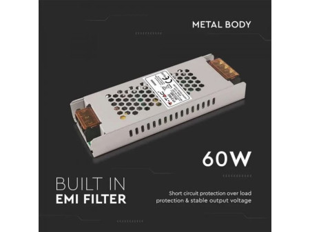 SKU 2683 VT-21062 V-TAC Alimentatore Slim in Metallo 60W 24V 2.5A IP20
