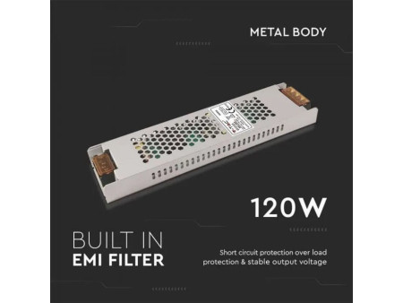 SKU 2686 VT-21121 V-TAC Alimentatore Slim in Metallo 120W 12V 10A IP20