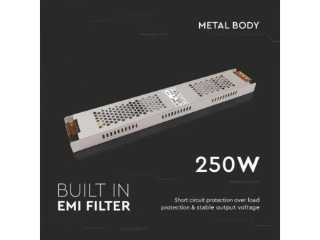 SKU 2690 VT-21252 V-TAC Alimentatore Slim in Metallo 250W 12V 20.8A IP20