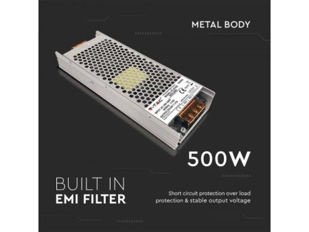 SKU 2695 VT-21502 V-TAC Alimentatore Slim in Metallo 500W 24V 21A IP20