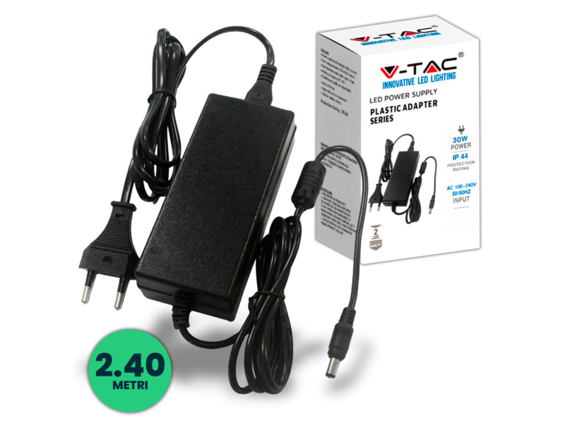 SKU 3007 VT-23030 V-TAC Alimentatore in Plastica 30W 12V 2.5A IP20