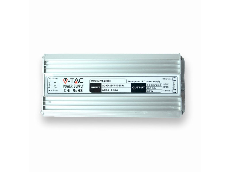 SKU 3090 VT-22050 V-TAC Alimentatore in Metallo 45W 12V 3.75A IP65