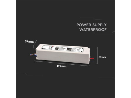SKU 3101 VT-22101 V-TAC Alimentatore in Plastica 100W 24V 4.2A con 1 Uscita e Cavi a Saldare Colore Bianco 192x52x37mm IP65