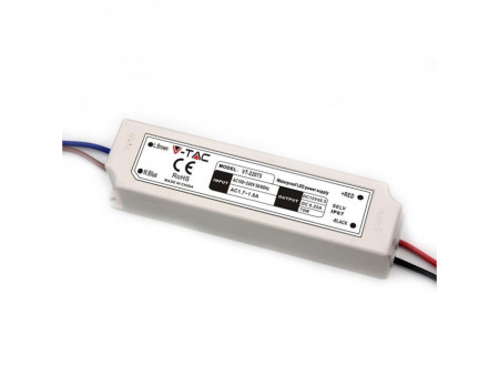 SKU 3235 VT-22075 V-TAC Alimentatore in Plastica 75W 12V 6A con 1 Uscita e Cavi a Saldare Colore Bianco 166x43x33mm IP67
