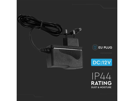 SKU 3237 VT-23019 V-TAC Alimentatore in Plastica 18W 12V 1.5A Plug and Play con Jack 2.1 Colore Nero Cavo da 1.2m IP44