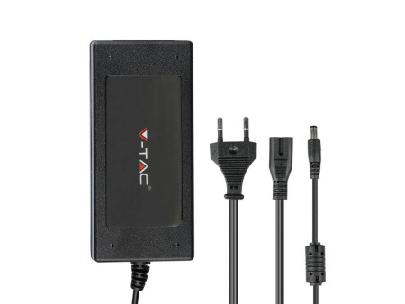 SKU 3239 VT-23061 V-TAC Alimentatore per Strip LED 60W 12V 5A Plug and Play con Jack 2.1 e Cavo 2.4m con Spina, Protezione EMI