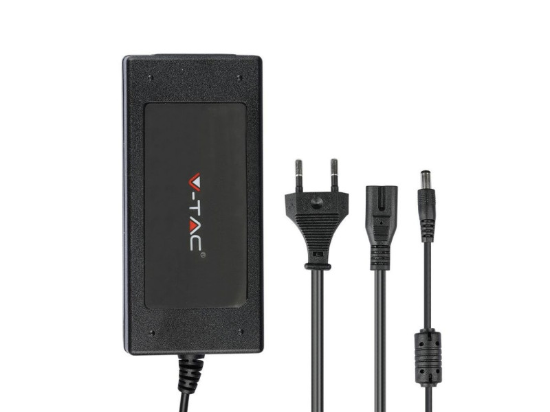 SKU 3239 VT-23061 V-TAC Alimentatore per Strip LED 60W 12V 5A Plug and Play con Jack 2.1 e Cavo 2.4m con Spina, Protezione EMI