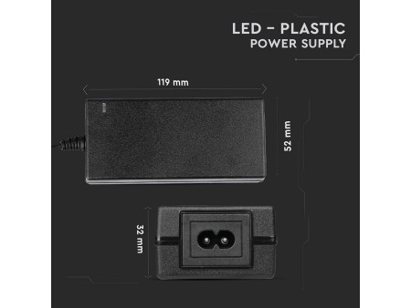 SKU 3240 VT-23079 V-TAC Alimentatore per Strip LED 78W 12V 6.5A Plug and Play con Jack 2.1 e Cavo 2.4m con Spina, Protezione EMI